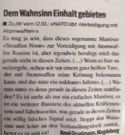Nato übt Verteidigung mit Atomwaffen (gedruckt) Nato übt Verteidigung mit Atomwaffen (gedruckt)
