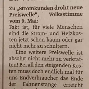 Stromkunden droht neue Preiswelle! (gedruckt) Ⓚ